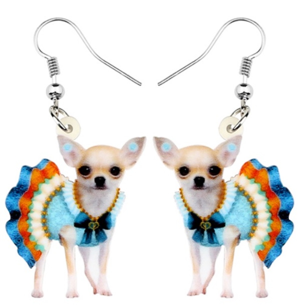 Chihuahua Dress Outfit  Ruffles Acrylic Earrings - Picture 5 of 8
